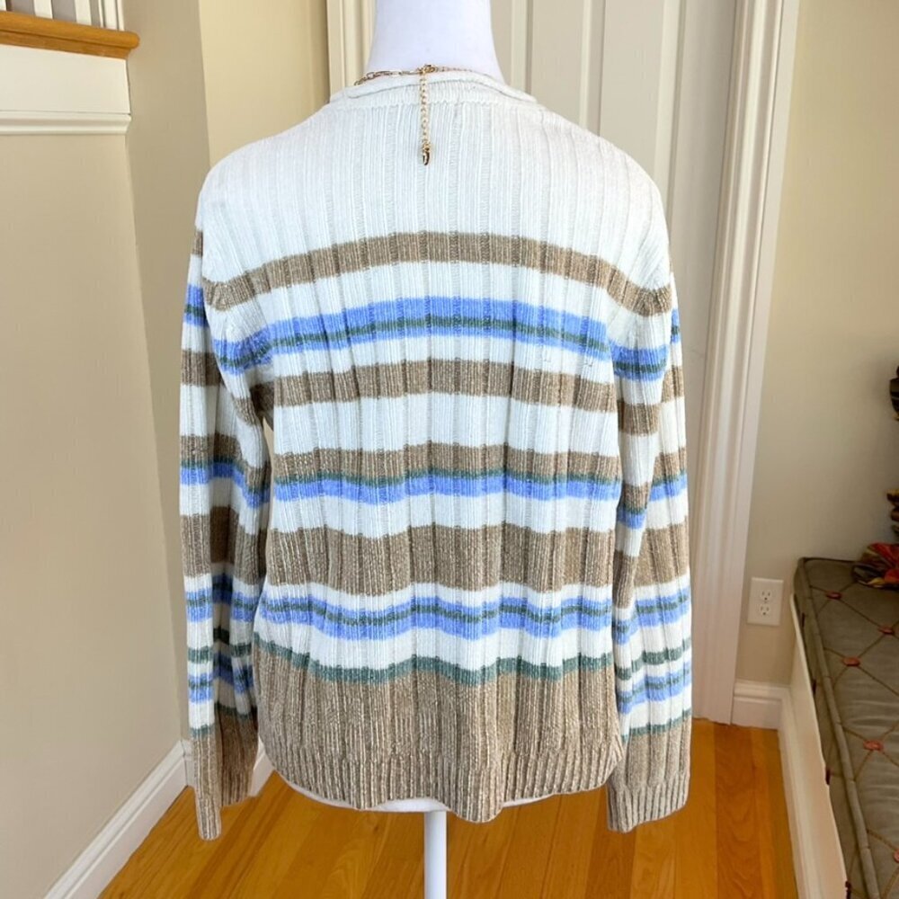 Classic Elements Sweater Chenille Striped Cream T… - image 3
